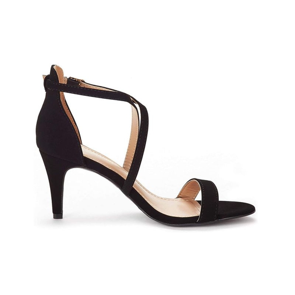 Wide Width Stiletto Pump Heels Sandals - BLACK-NUBUCK - 1