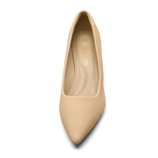 Wide Width Kitten Heel Pointed Toe Pumps - NUDE-NUBUCK - 2