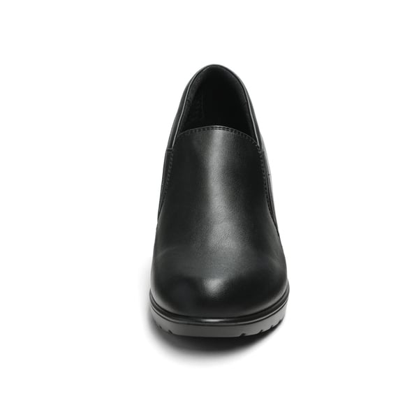 Wide Width Comfortable Round Toe Block Heel Pumps - BLACK - 2