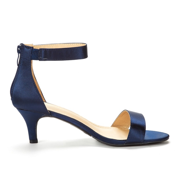 Wide Width Open Toe Kitten Heel Sandals - NAVY - 2