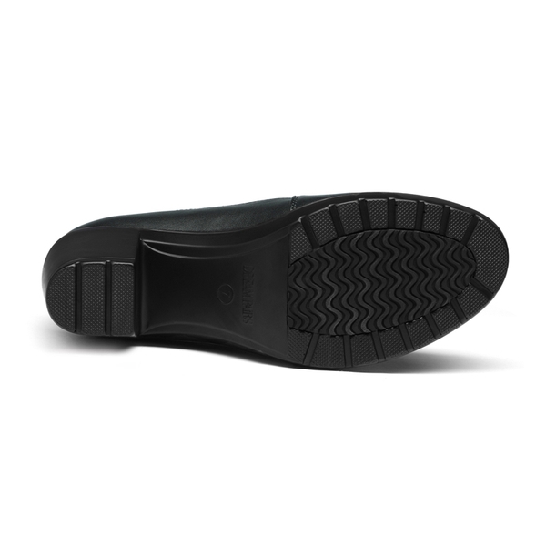 Wide Width Comfortable Round Toe Block Heel Pumps - BLACK - 5