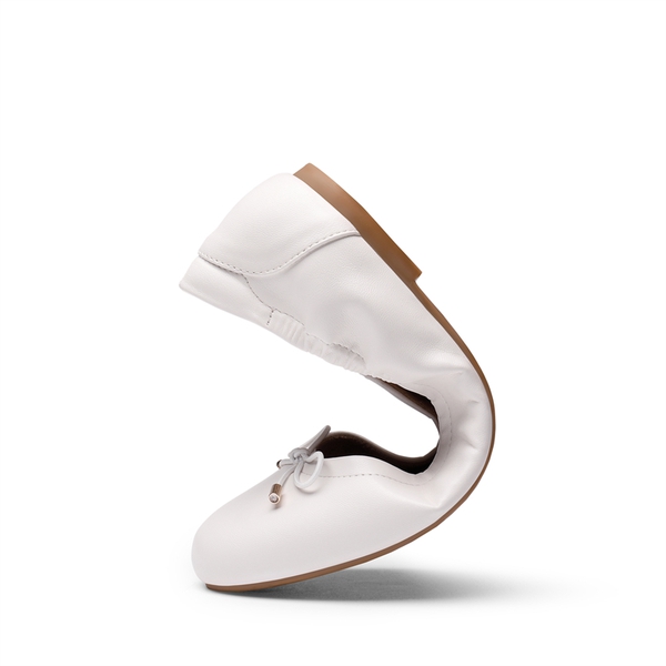 Bowknot Soft Foldable Ballet Flats - WHITE - 2