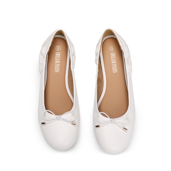 Bowknot Soft Foldable Ballet Flats - WHITE - 4