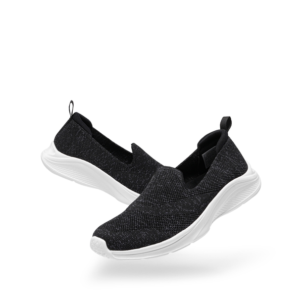 Lightweight Knit Slip on Walking Sneakers - BLACK - 2