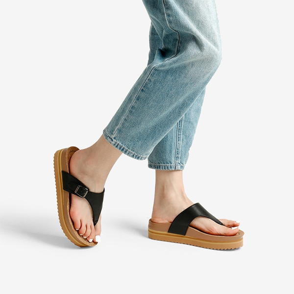 Arch Support Platform Thong Sandals - BLACK - 1