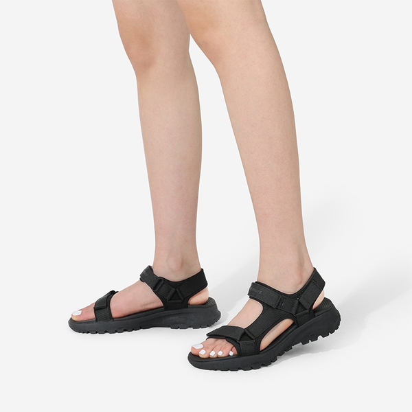 Hook and Loop Straps Walking Water Sandals - ALL BLACK - 1