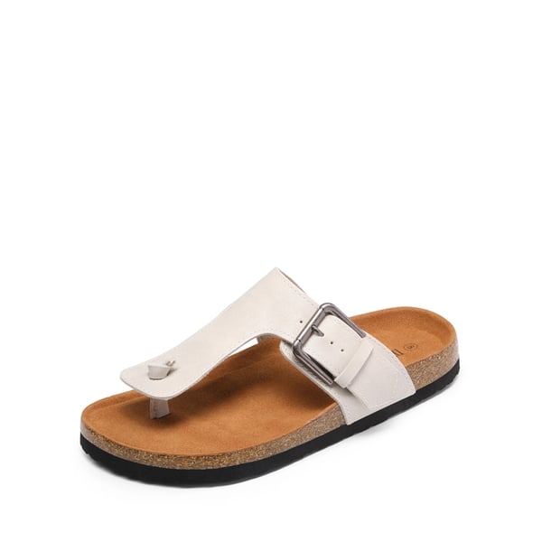 T-Strap Thong Flat Sandals - LIGHT GREY -  0