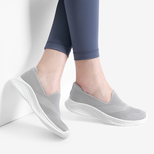 Lightweight Knit Slip on Walking Sneakers - LIGHT GREY - 1