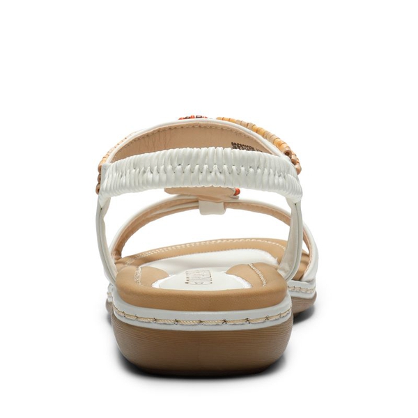 Elastic Ankle Strap Bohemian Flat Sandals - WHITE PU - 4