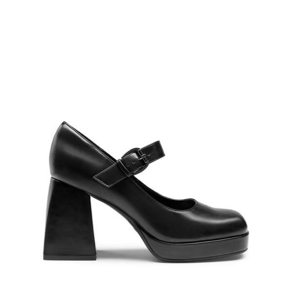Square Toe Mary Jane Platform Pumps - BLACK PU - 2
