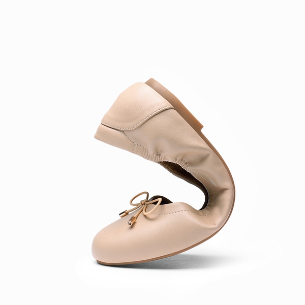 Bowknot Soft Foldable Ballet Flats - NUDE - 2