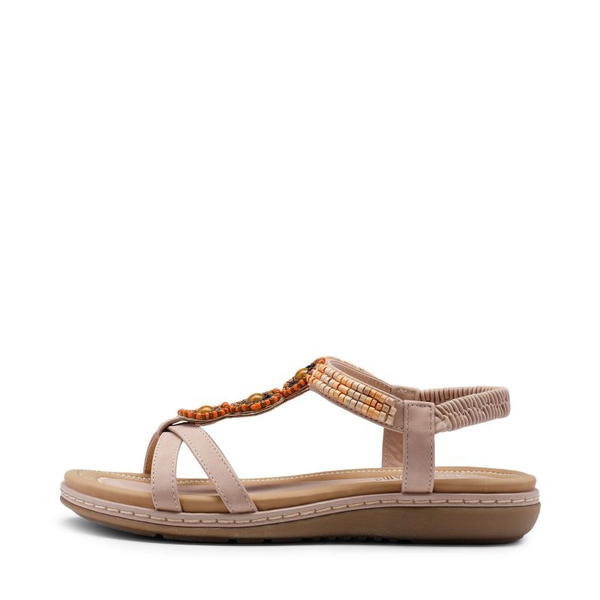 Elastic Ankle Strap Bohemian Flat Sandals - PINK - 2