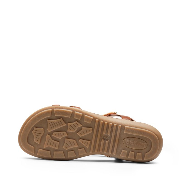 Elastic Ankle Strap Bohemian Flat Sandals - BROWN PU - 5