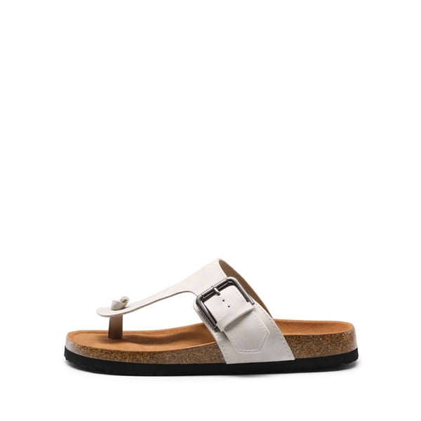 T-Strap Thong Flat Sandals - LIGHT GREY - 2