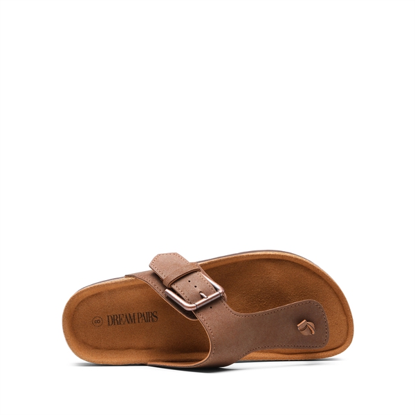 T-Strap Thong Flat Sandals - KHAKI - 4