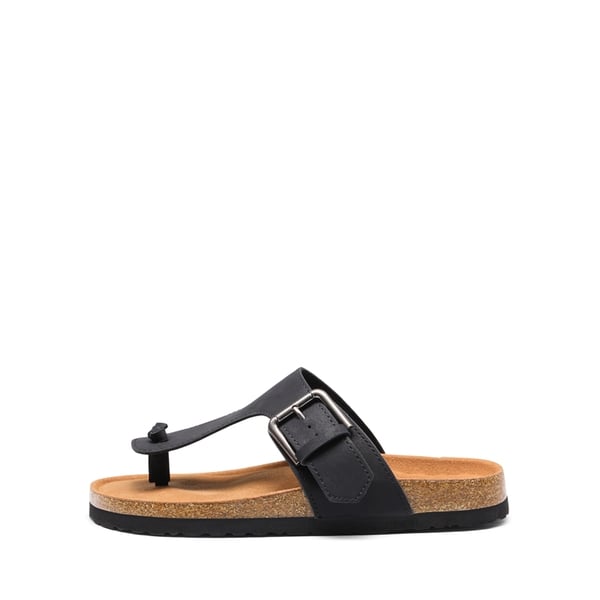 T-Strap Thong Flat Sandals - BLACK - 2