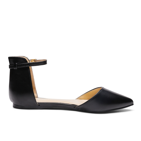 Ankle Strap Ballet Flats - BLACK PU - 2