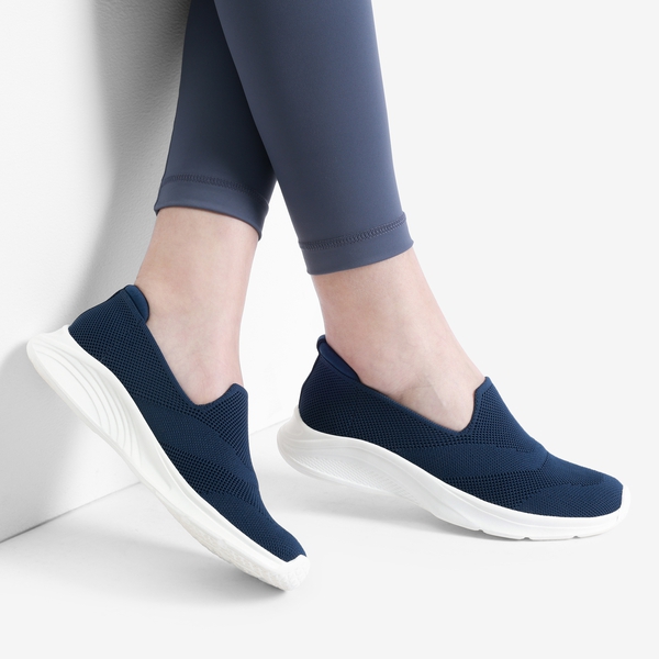 Lightweight Knit Slip on Walking Sneakers - NAVY - 1
