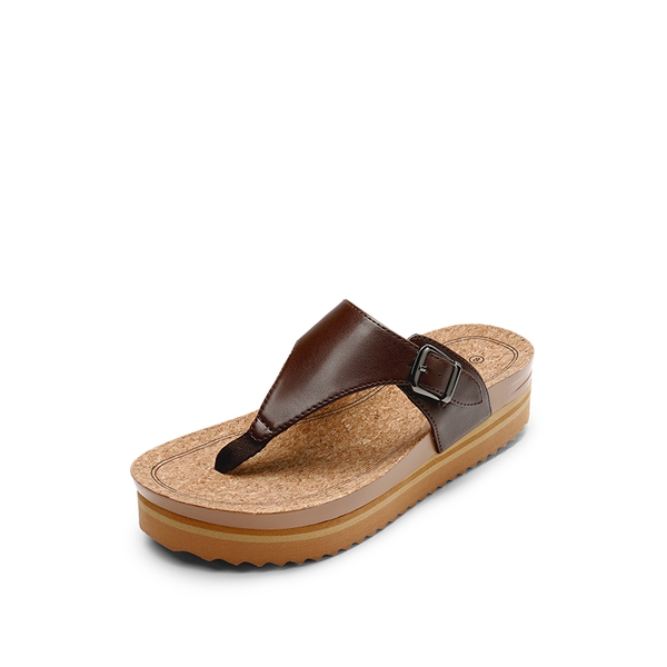 Arch Support Platform Thong Sandals - DARK BROWN -  0