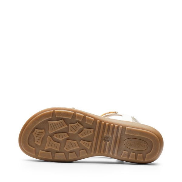 Elastic Ankle Strap Bohemian Flat Sandals - WHITE PU - 5