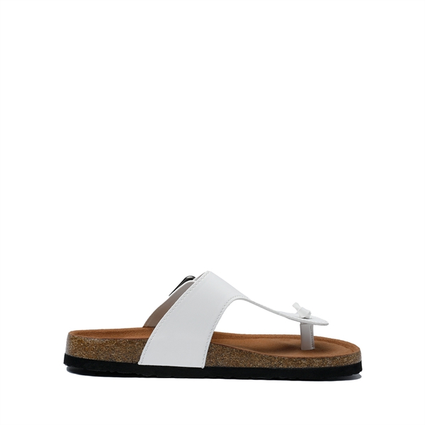 T-Strap Thong Flat Sandals - WHITE - 3