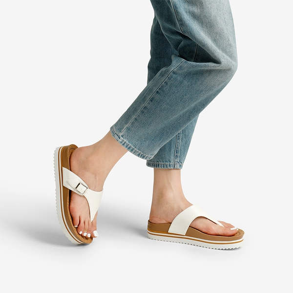 Arch Support Platform Thong Sandals - WHITE - 1