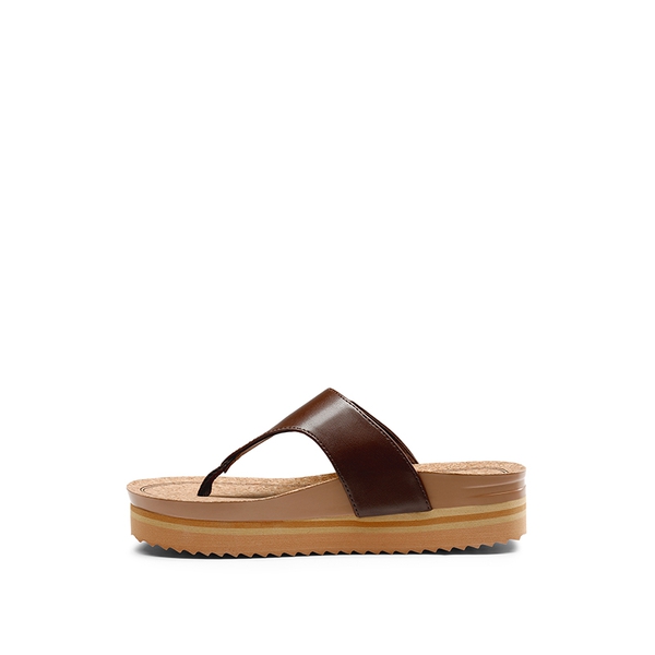 Arch Support Platform Thong Sandals - DARK BROWN - 4