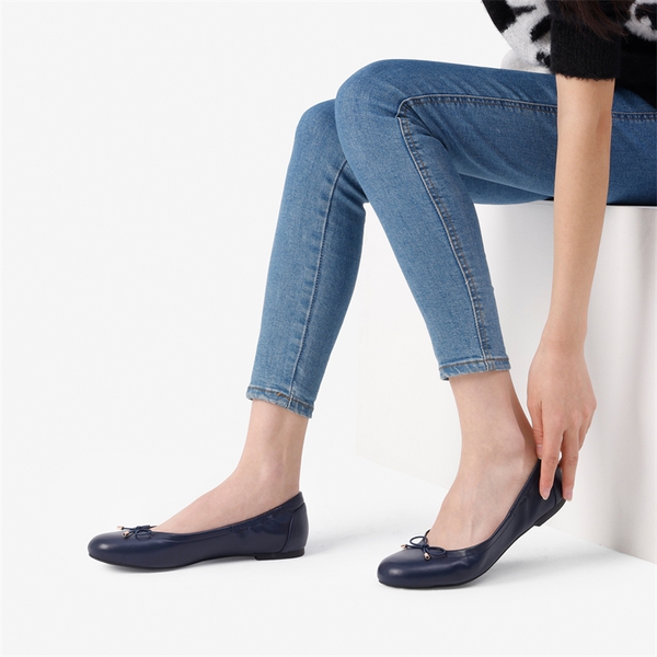 Bowknot Soft Foldable Ballet Flats - NAVY - 1