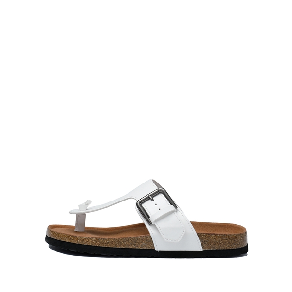 T-Strap Thong Flat Sandals - WHITE - 2