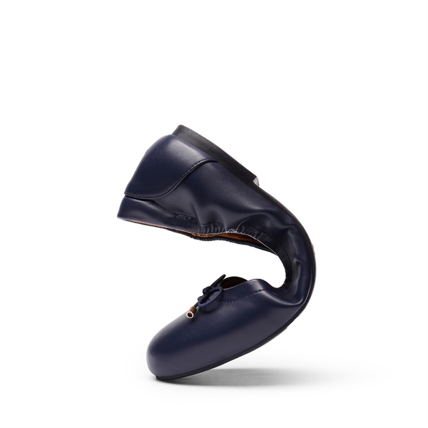 Bowknot Soft Foldable Ballet Flats - NAVY - 2