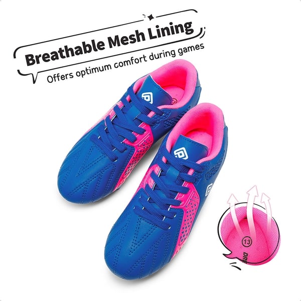 Boys & Girls Comfort Soccer Cleats - ROYAL BLUE FUCHSIA - 4