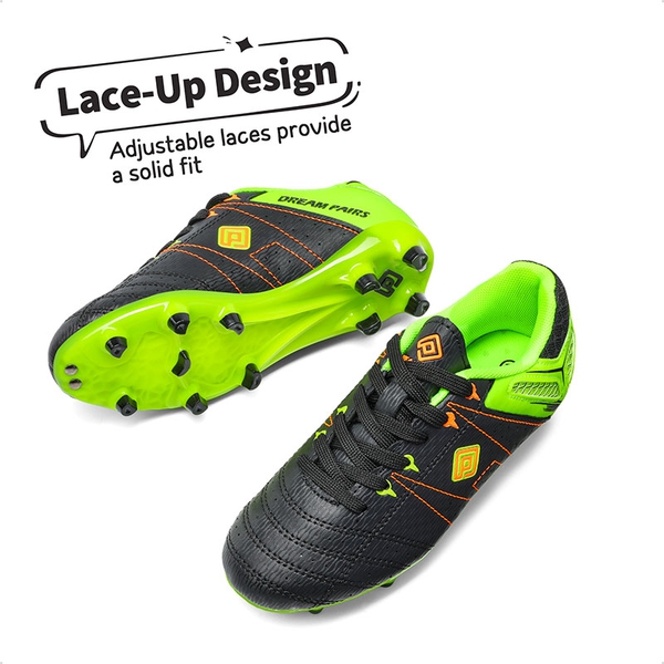 Boys & Girls Comfortable Soccer Cleats - BLACK LEMON GREEN RED - 3