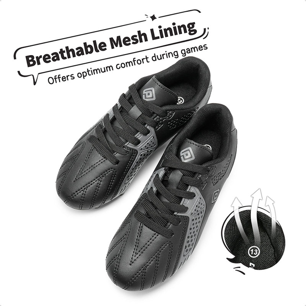 Boys & Girls Comfort Soccer Cleats - BLACK DARK GREY - 4