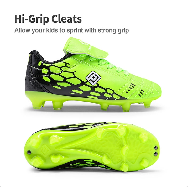 Boys & Girls Soccer Football Cleats Shoes - NEON GREEN BLACK - 1
