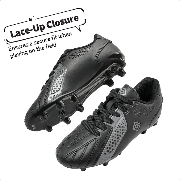 Boys & Girls Comfort Soccer Cleats - BLACK DARK GREY - 3
