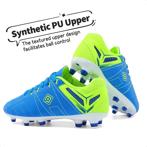 Boys & Girls Comfortable Soccer Cleats - ROYAL LEMON GREEN - 4