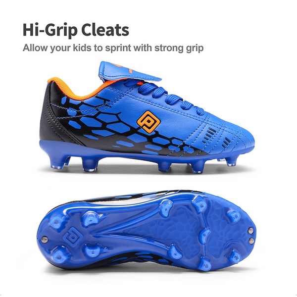 Boys & Girls Soccer Football Cleats Shoes - ROYAL BLUE ORANGE - 1