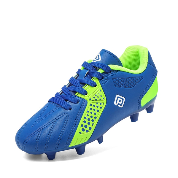 Boys & Girls Comfort Soccer Cleats - ROYAL BLUE NEON GREEN -  0