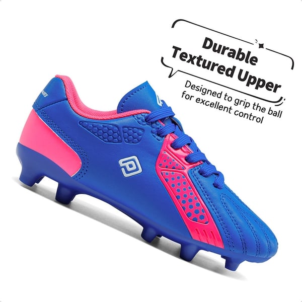Boys & Girls Comfort Soccer Cleats - ROYAL BLUE FUCHSIA - 1
