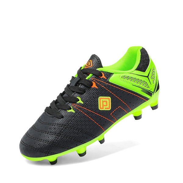 Boys & Girls Comfortable Soccer Cleats - BLACK LEMON GREEN RED -  0