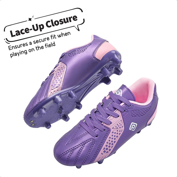 Boys & Girls Comfort Soccer Cleats - PURPLE PINK - 3