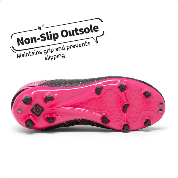 Boys & Girls Comfortable Soccer Cleats - BLACK FUCHSIA LIGHT GREY - 1