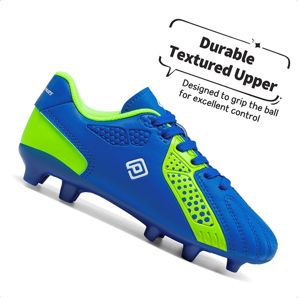 Boys & Girls Comfort Soccer Cleats - ROYAL BLUE NEON GREEN - 1