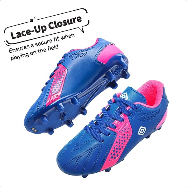 Boys & Girls Comfort Soccer Cleats - ROYAL BLUE FUCHSIA - 3