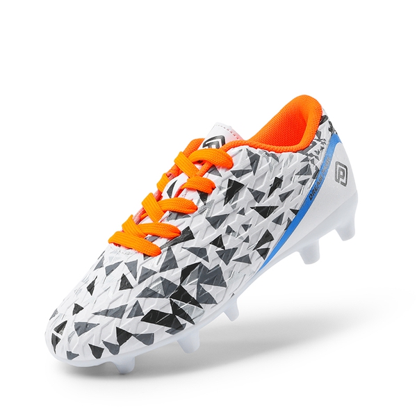 Boys & Girls Soccer Cleats Shoes - WHITE ROYAL BLUE ORANGE -  0