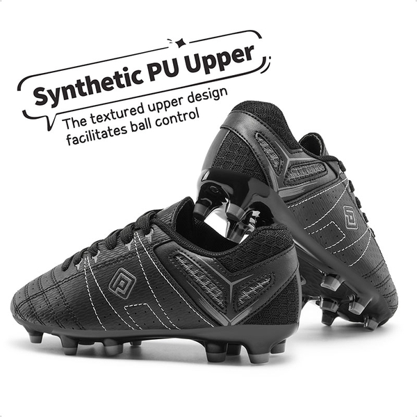 Boys & Girls Comfortable Soccer Cleats - BLACK GREY - 4