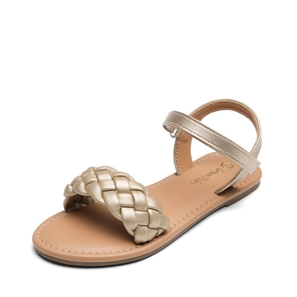 Girls Braided Flat Sandals - GOLD -  0