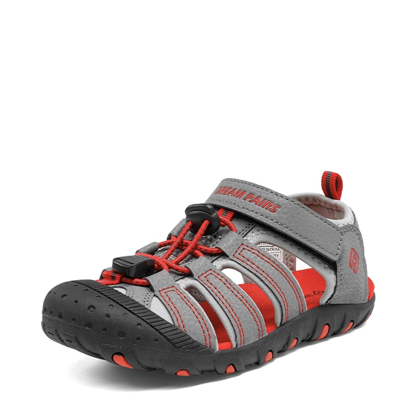 Kids Closed-Toe Athletic Sandals - GREY LIGHT GREY RED -  0