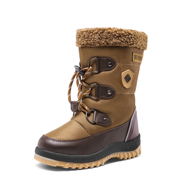 Slip Resistant Kids Fur Snow Boots - BROWN -  0