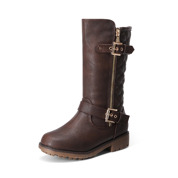 Girls Faux Winter Riding Boots - BROWN -  0